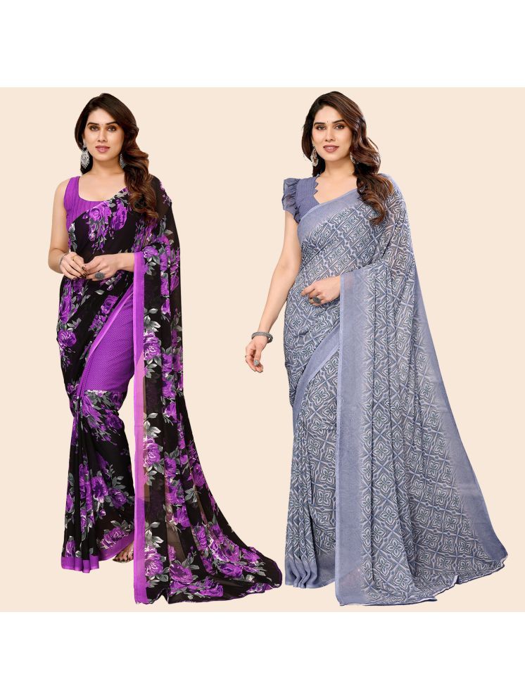     			Kashvi Sarees Pack of 2 Georgette Printed Saree With Blouse Piece ( Multicolor )