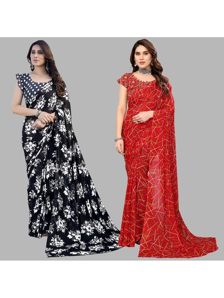     			Kashvi Sarees Pack of 2 Georgette Printed Saree With Blouse Piece ( Multicolor )