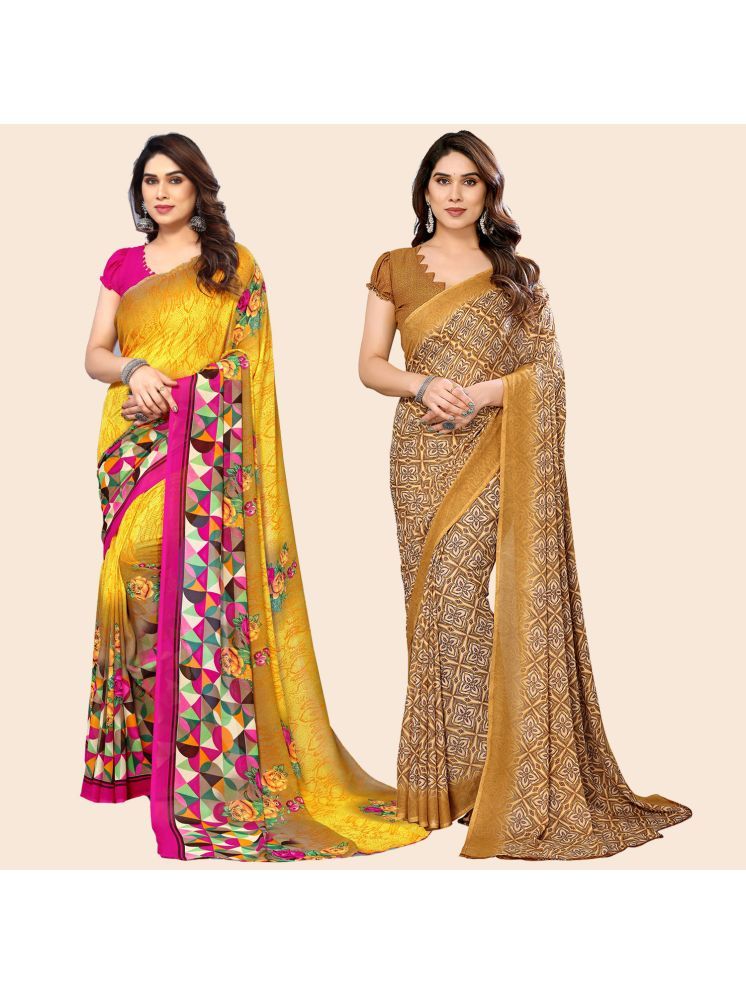     			Kashvi Sarees Pack of 2 Georgette Printed Saree With Blouse Piece ( Multicolor )