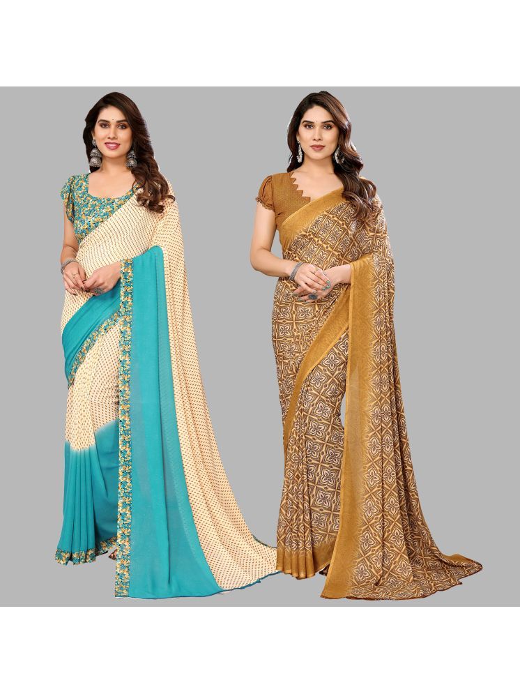     			Kashvi Sarees Pack of 2 Georgette Printed Saree With Blouse Piece ( Multicolor )