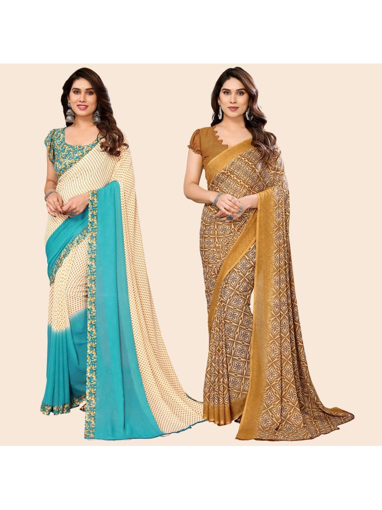     			Kashvi Sarees Pack of 2 Georgette Printed Saree With Blouse Piece ( Multicolor )