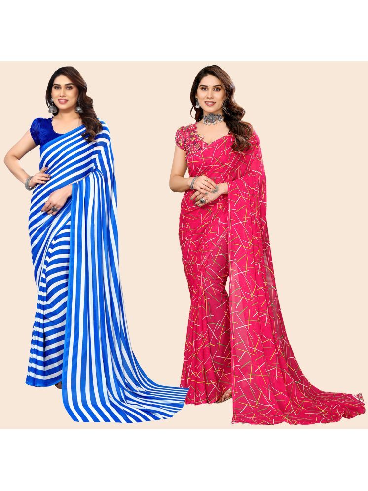     			Kashvi Sarees Pack of 2 Georgette Printed Saree With Blouse Piece ( Multicolor )