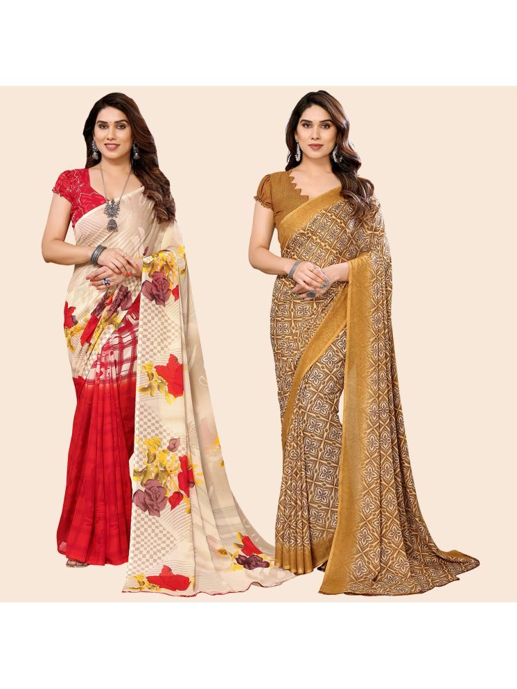     			Kashvi Sarees Pack of 2 Georgette Printed Saree With Blouse Piece ( Multicolor )