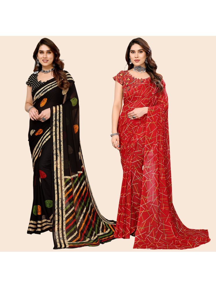     			Kashvi Sarees Pack of 2 Georgette Printed Saree With Blouse Piece ( Multicolor )