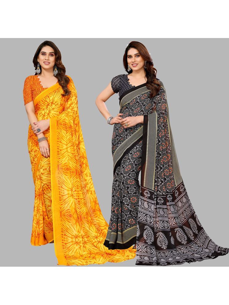     			Kashvi Sarees Pack of 2 Georgette Printed Saree With Blouse Piece ( Multicolor )