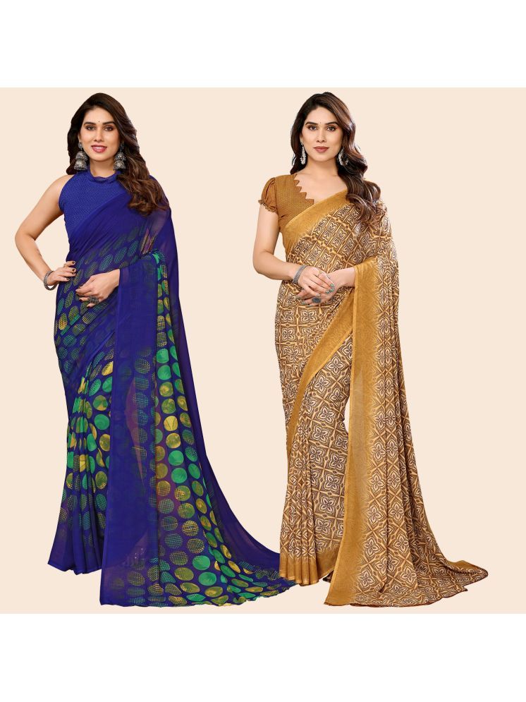     			Kashvi Sarees Pack of 2 Georgette Printed Saree With Blouse Piece ( Multicolor )