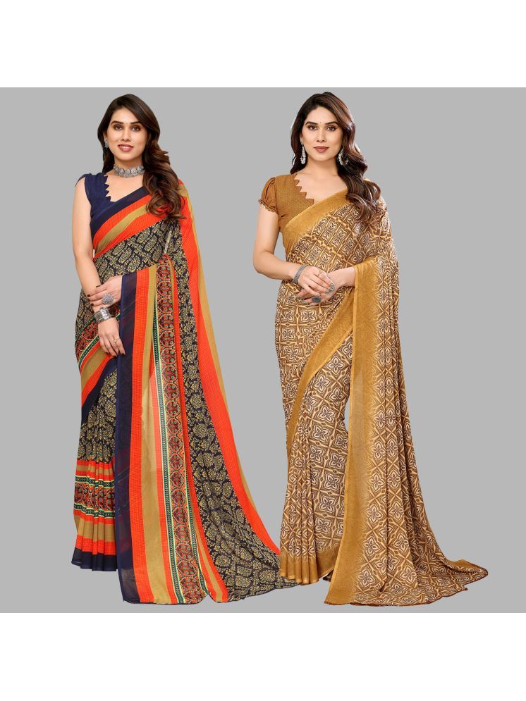     			Kashvi Sarees Pack of 2 Georgette Printed Saree With Blouse Piece ( Multicolor )