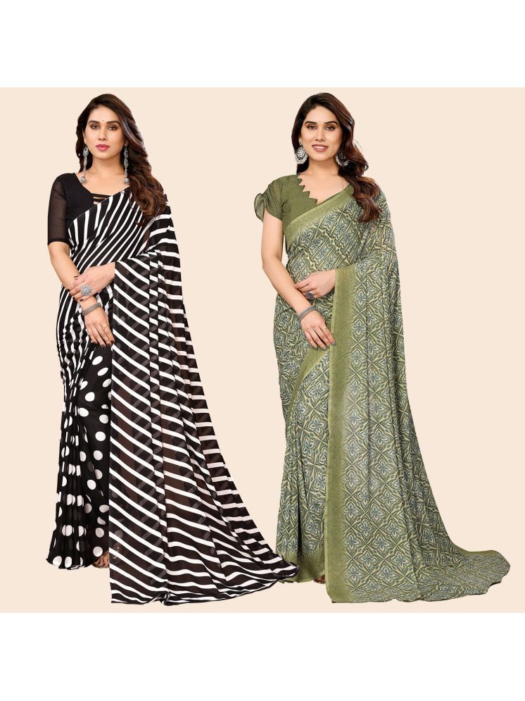     			Kashvi Sarees Pack of 2 Georgette Printed Saree With Blouse Piece ( Multicolor )