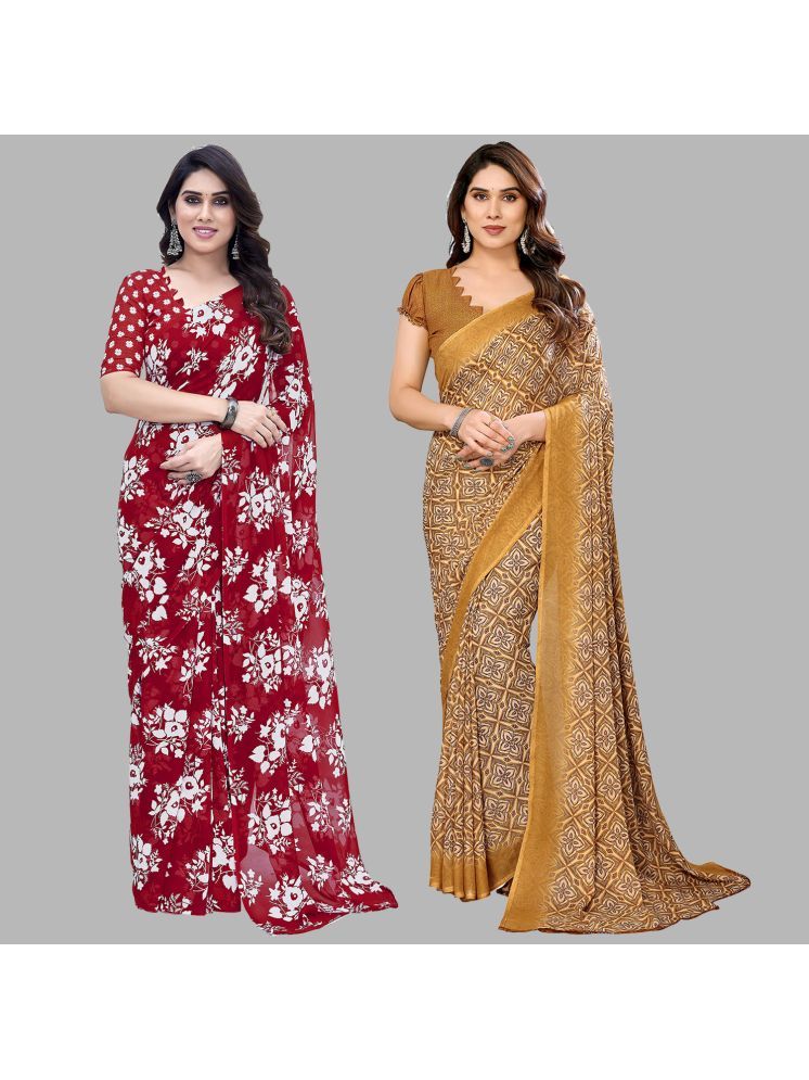     			Kashvi Sarees Pack of 2 Georgette Printed Saree With Blouse Piece ( Multicolor )