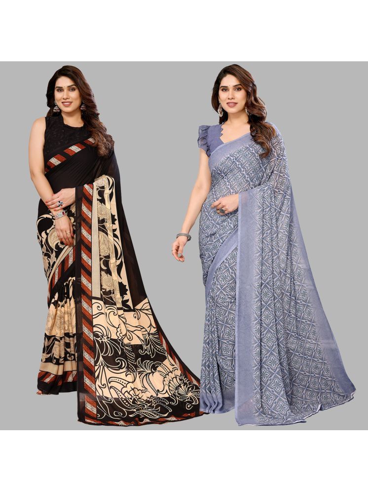     			Kashvi Sarees Pack of 2 Georgette Printed Saree With Blouse Piece ( Multicolor )