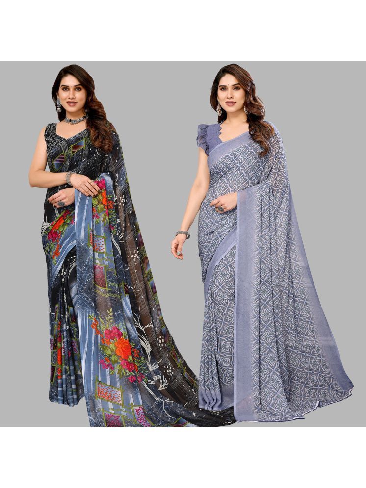     			Kashvi Sarees Pack of 2 Georgette Printed Saree With Blouse Piece ( Multicolor )