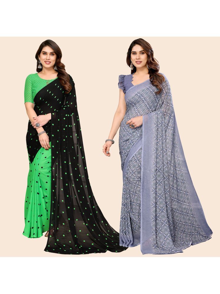     			Kashvi Sarees Pack of 2 Georgette Printed Saree With Blouse Piece ( Multicolor )