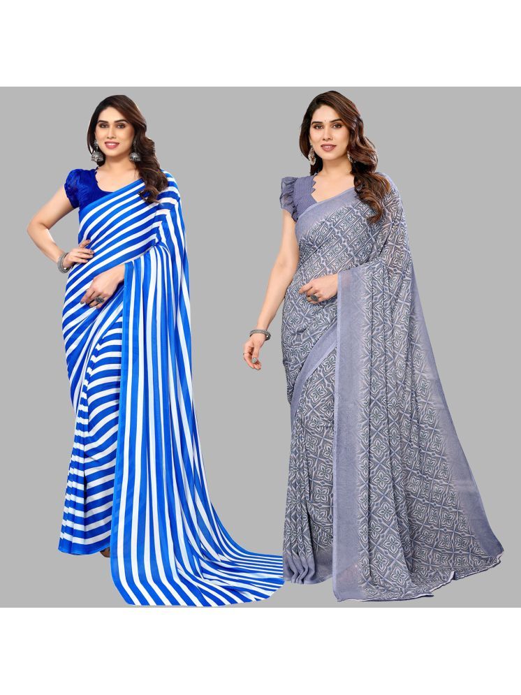     			Kashvi Sarees Pack of 2 Georgette Printed Saree With Blouse Piece ( Multicolor )