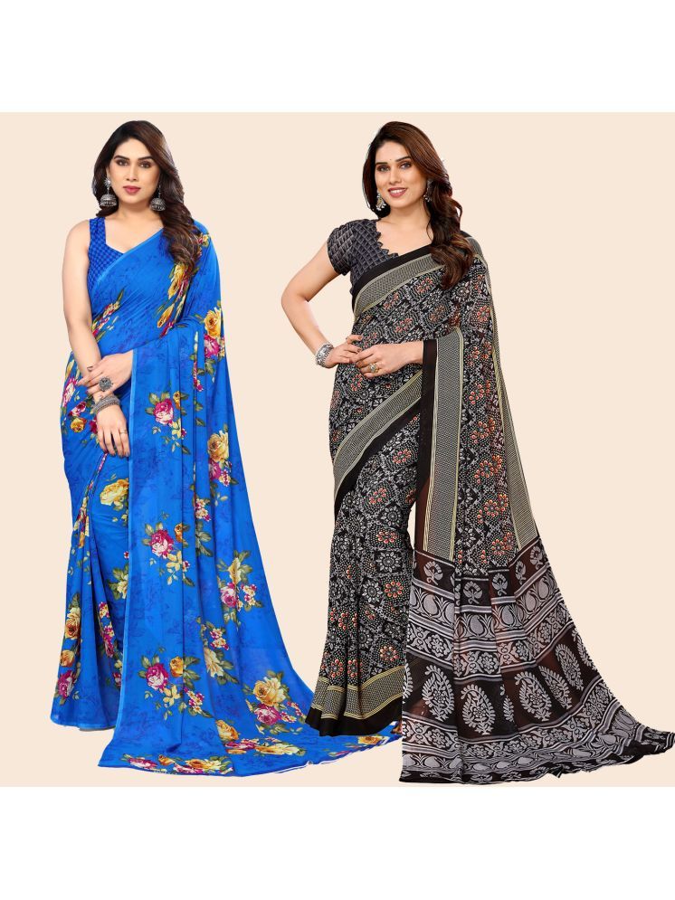     			Kashvi Sarees Pack of 2 Georgette Printed Saree With Blouse Piece ( Multicolor )