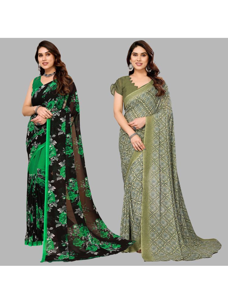     			Kashvi Sarees Pack of 2 Georgette Printed Saree With Blouse Piece ( Multicolor )