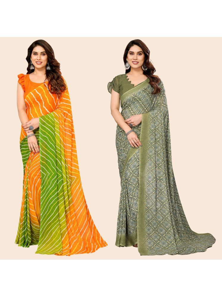     			Kashvi Sarees Pack of 2 Georgette Printed Saree With Blouse Piece ( Multicolor )