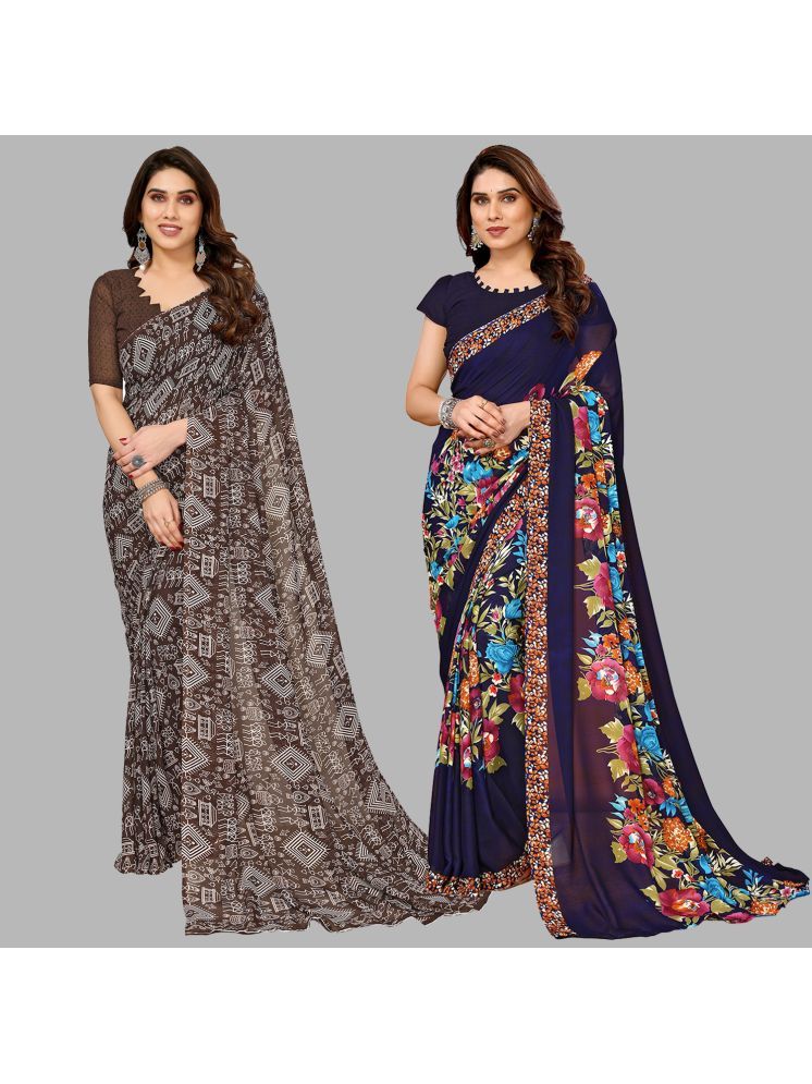     			Kashvi Sarees Pack of 2 Georgette Printed Saree With Blouse Piece ( Multicolor )