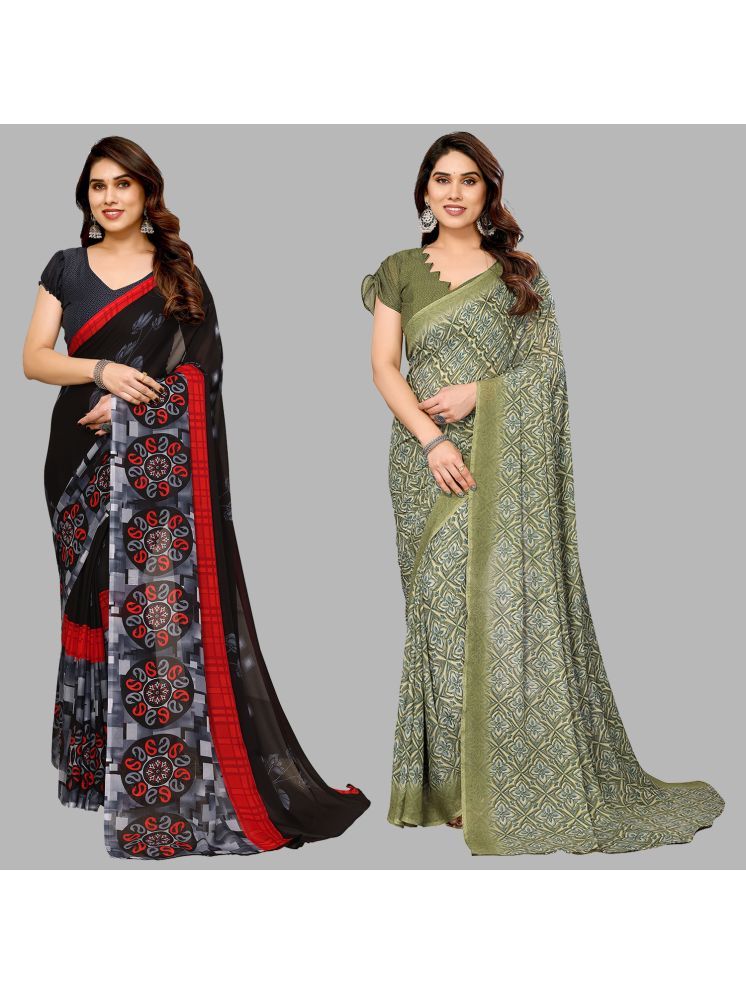     			Kashvi Sarees Pack of 2 Georgette Printed Saree With Blouse Piece ( Multicolor )