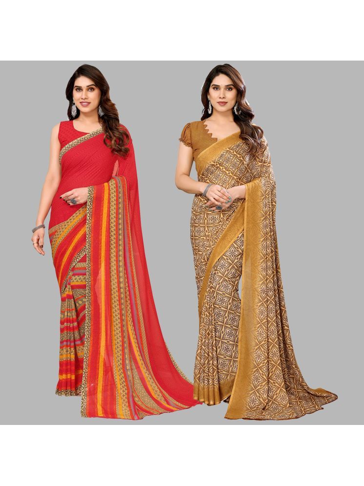     			Kashvi Sarees Pack of 2 Georgette Printed Saree With Blouse Piece ( Multicolor )