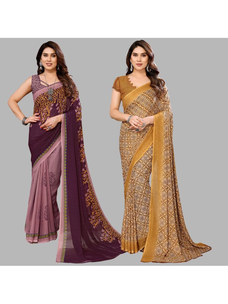     			Kashvi Sarees Pack of 2 Georgette Printed Saree With Blouse Piece ( Multicolor )