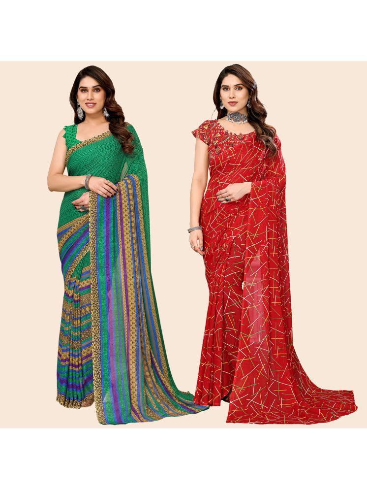     			Kashvi Sarees Pack of 2 Georgette Printed Saree With Blouse Piece ( Multicolor )