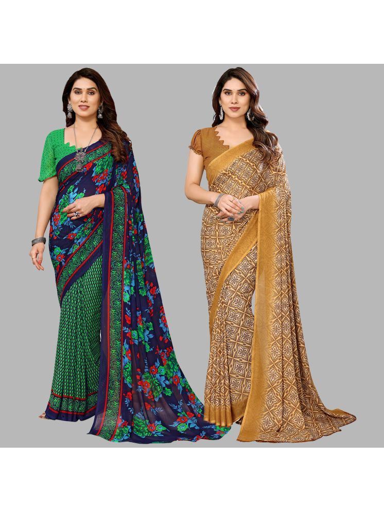     			Kashvi Sarees Pack of 2 Georgette Printed Saree With Blouse Piece ( Multicolor )