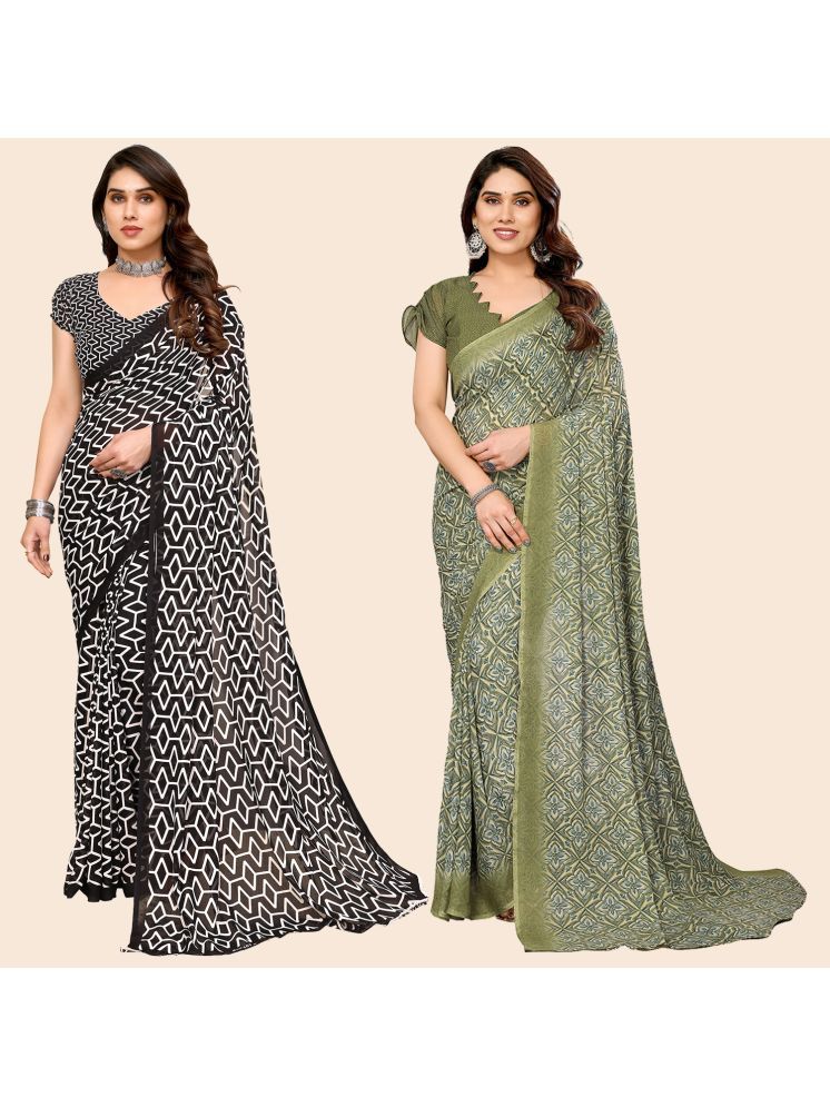     			Kashvi Sarees Pack of 2 Georgette Printed Saree With Blouse Piece ( Multicolor )