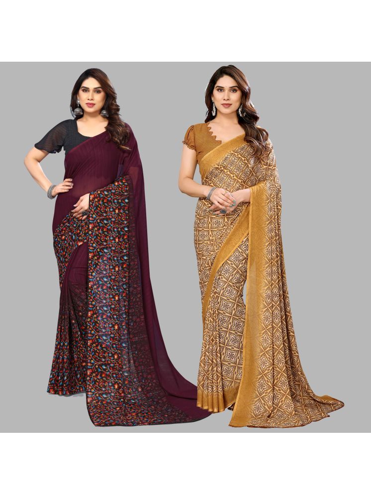     			Kashvi Sarees Pack of 2 Georgette Printed Saree With Blouse Piece ( Multicolor )