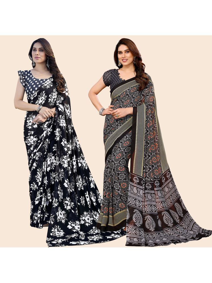     			Kashvi Sarees Pack of 2 Georgette Printed Saree With Blouse Piece ( Multicolor )