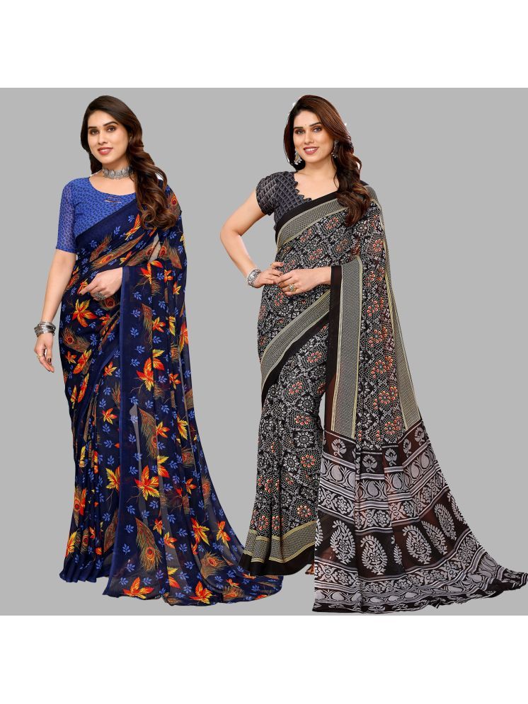     			Kashvi Sarees Pack of 2 Georgette Printed Saree With Blouse Piece ( Multicolor )