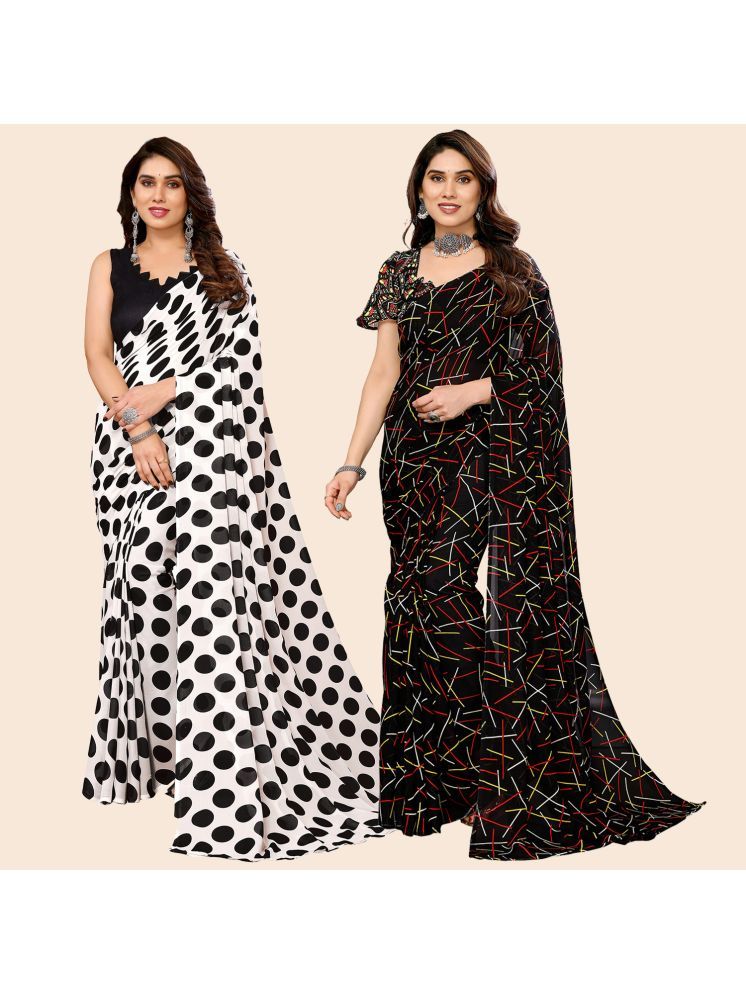     			Kashvi Sarees Pack of 2 Georgette Printed Saree With Blouse Piece ( Multicolor )