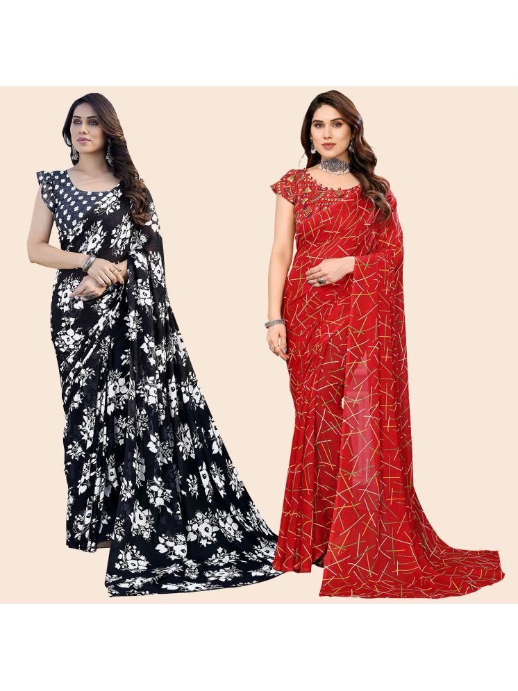     			Kashvi Sarees Pack of 2 Georgette Printed Saree With Blouse Piece ( Multicolor )