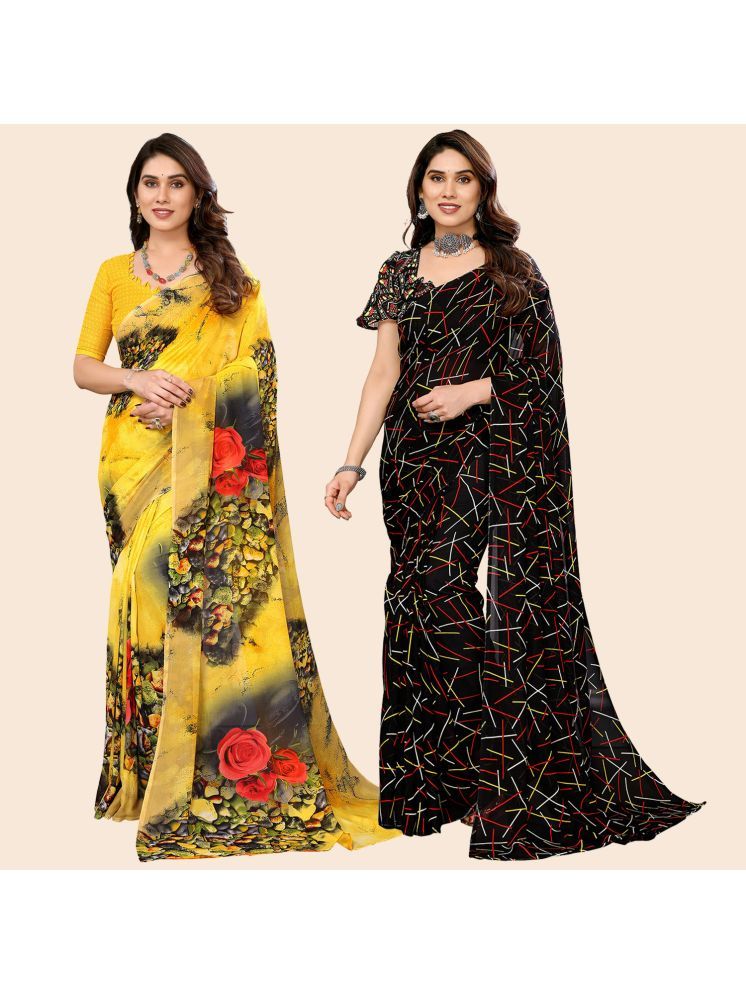     			Kashvi Sarees Pack of 2 Georgette Printed Saree With Blouse Piece ( Multicolor )