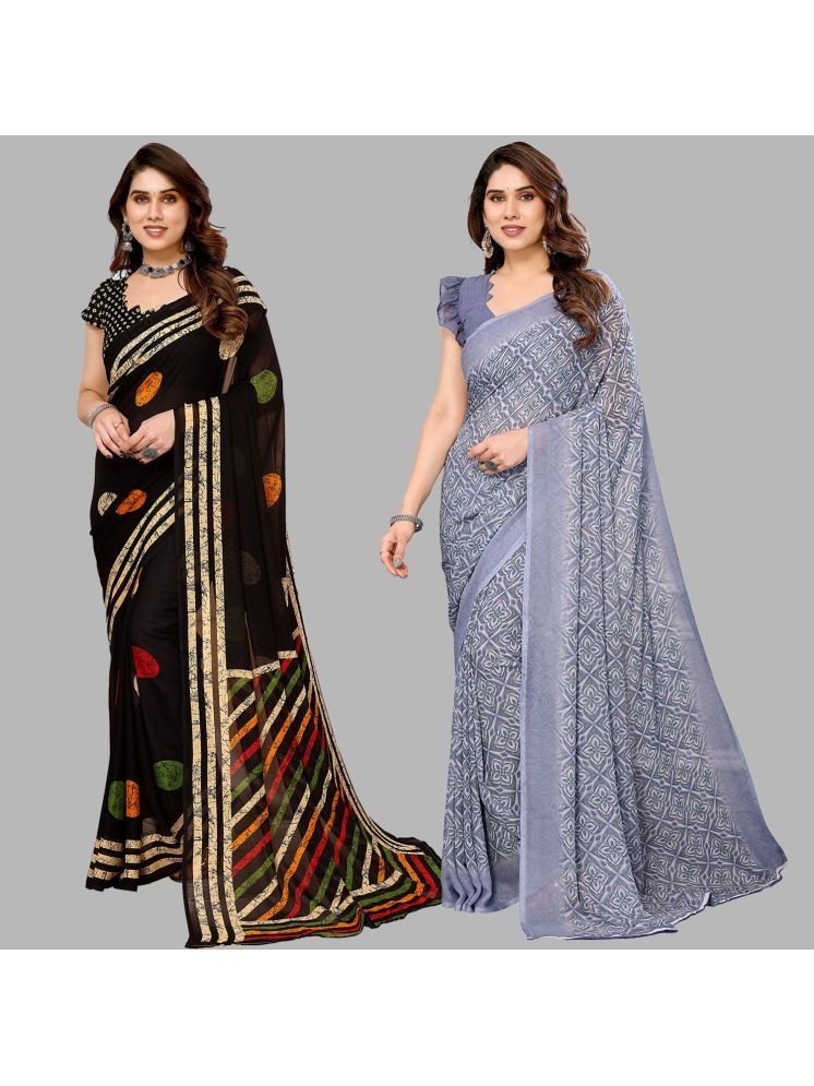     			Kashvi Sarees Pack of 2 Georgette Printed Saree With Blouse Piece ( Multicolor )