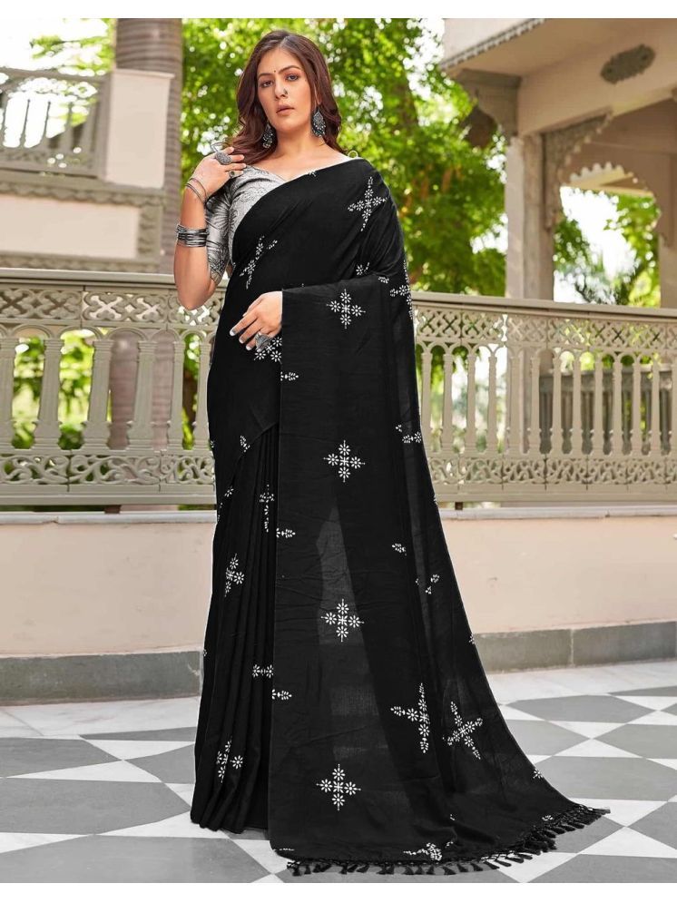     			Lady Shopi Pack of 1 Silk Blend Printed Saree With Blouse Piece ( Black )