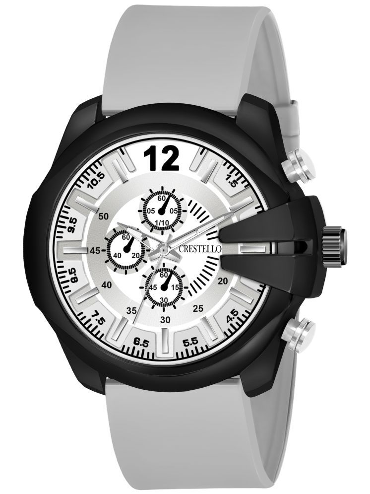     			Crestello Light Grey Silicon Analog Men's Watch