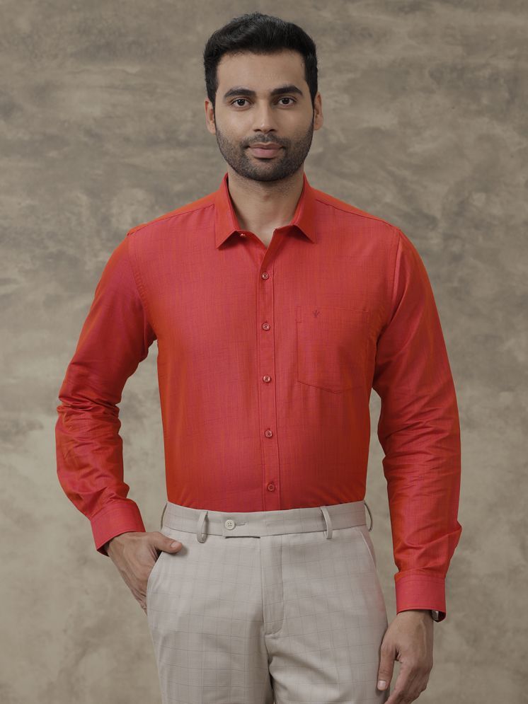     			Ramraj cotton Cotton Blend Regular Fit Solids Full Sleeves Men's Casual Shirt - Red ( Pack of 1 )