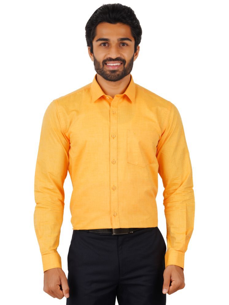     			Ramraj cotton Cotton Blend Regular Fit Self Design Full Sleeves Men's Casual Shirt - Orange ( Pack of 1 )