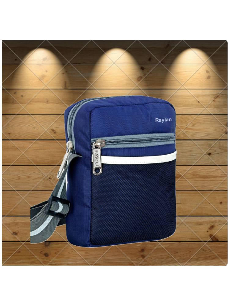     			Raylan Blue Colorblocked Messenger Bag