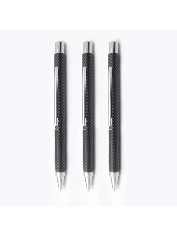     			UJJi Check Pattern Black with Chrome Clip Ball Pen