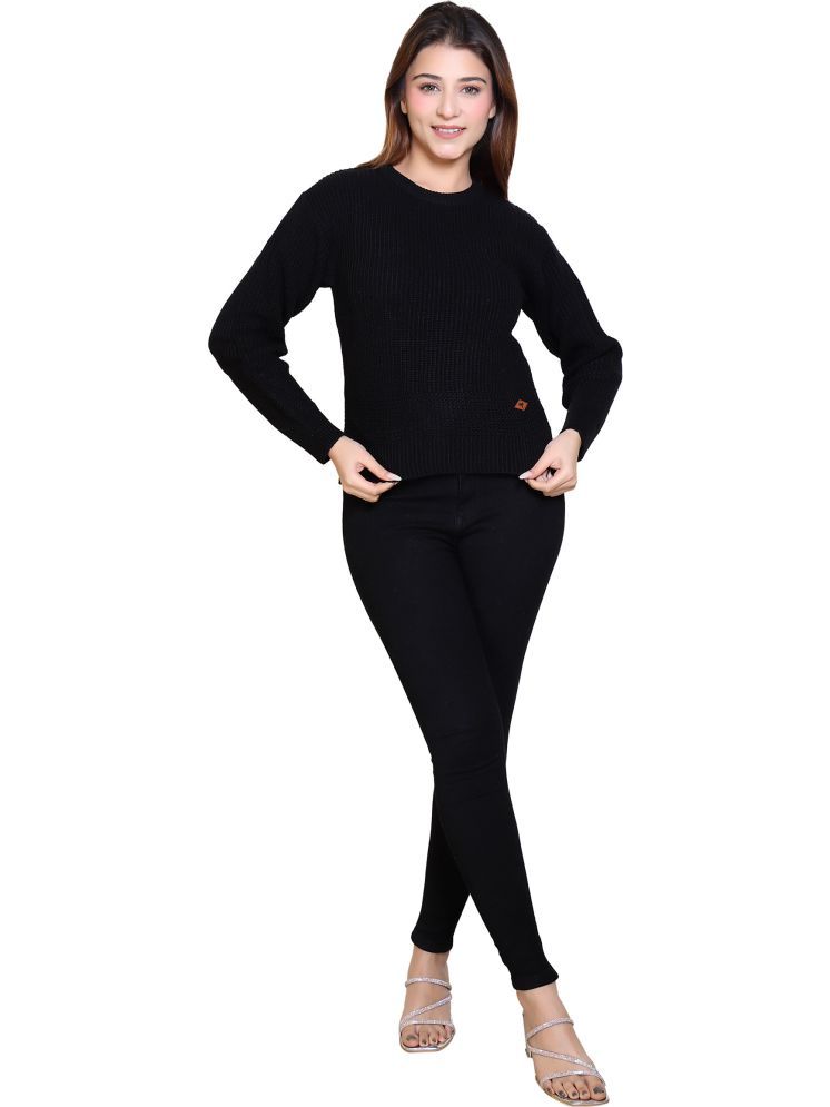     			Worian Acrylic Round Neck Women's Pullovers - Black ( )