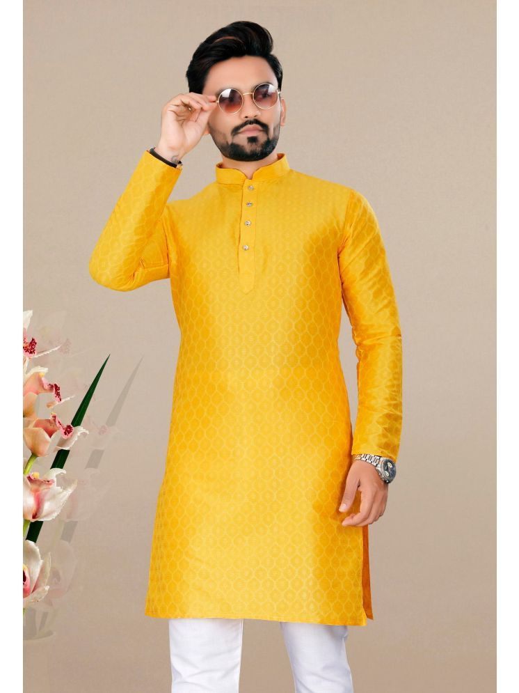     			YUG ART Yellow Silk Men's Regular Kurta ( Pack of 1 )