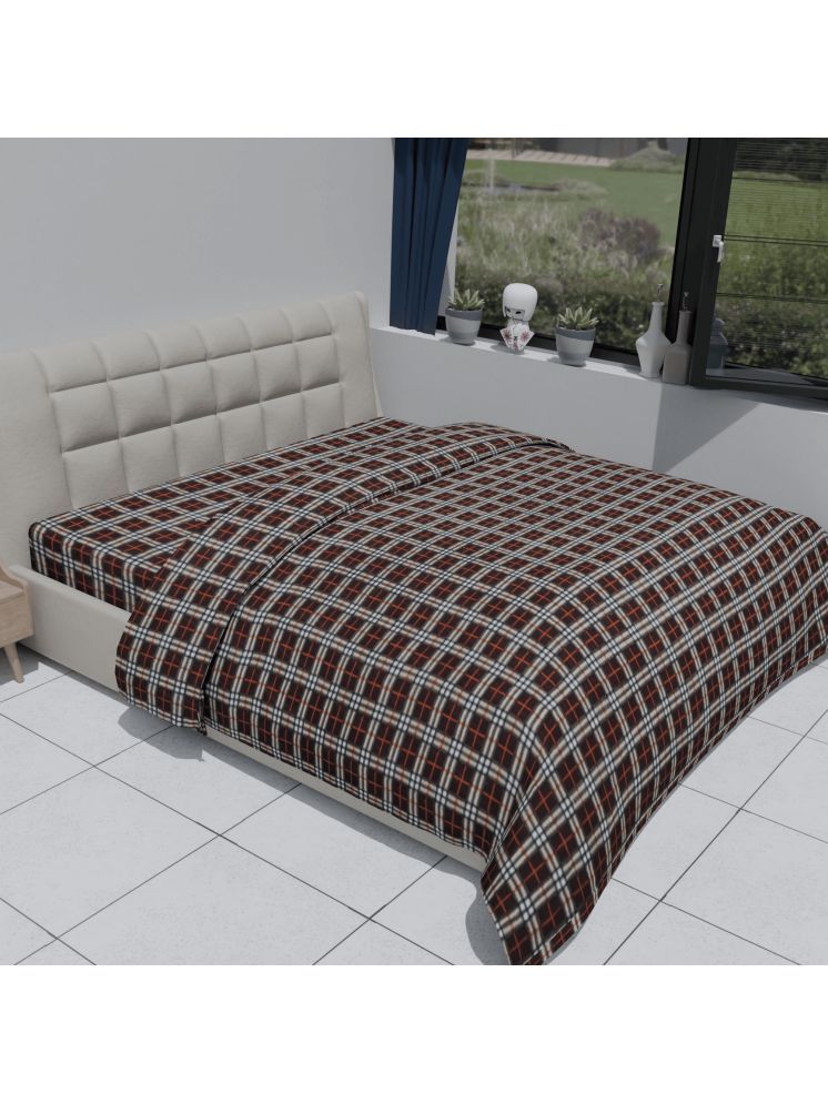     			FURNISHING HUT Queen Wool Brown Checks Duvet Cover