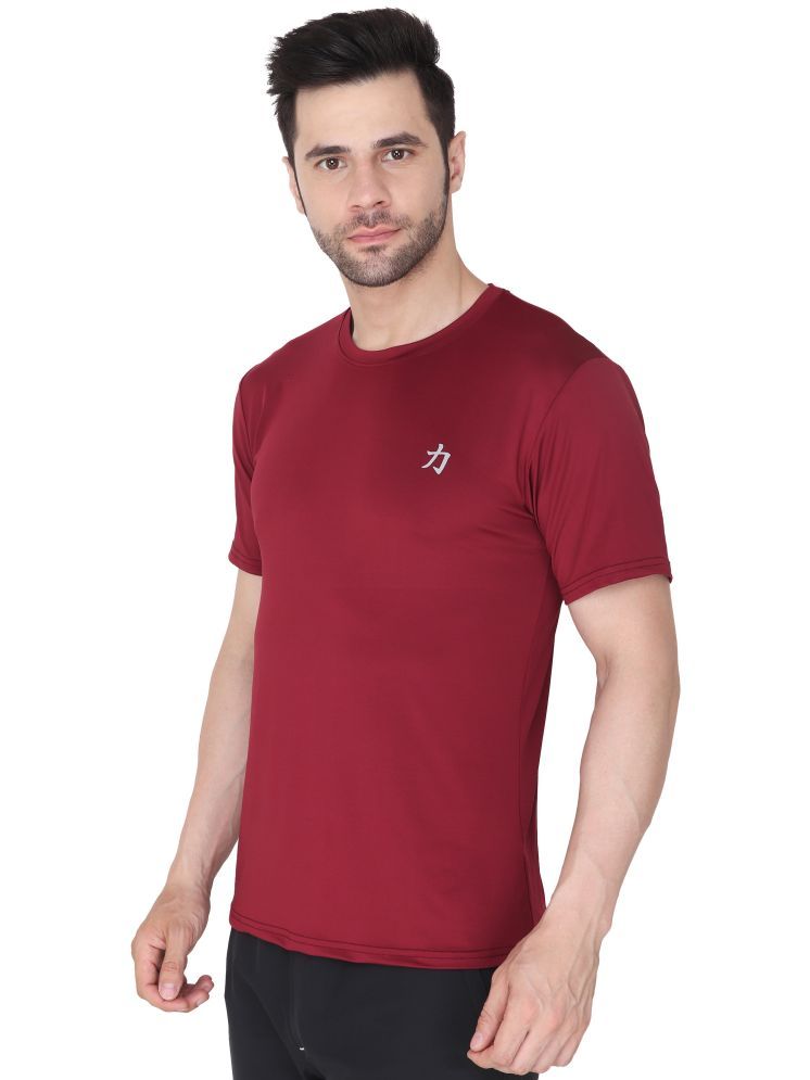     			Herculeen Maroon Polyester Regular Fit Men's Sports T-Shirt ( Pack of 1 )