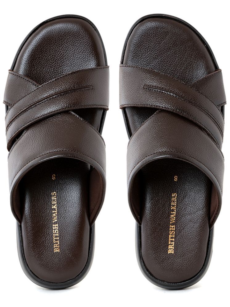     			KHADIM Brown Men's Leather Slipper