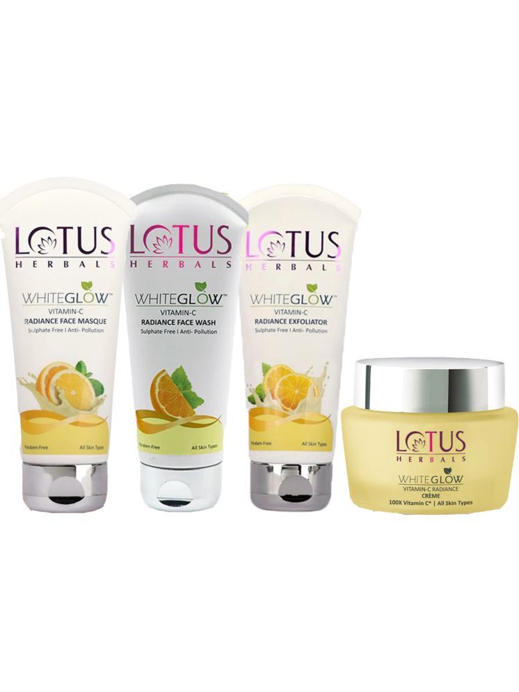     			Lotus Herbals WhiteGlow Vitamin-C Cream 50g ,FaceWash 100g , Exfoliater 100g ,Masque 100g (Pack of 4)