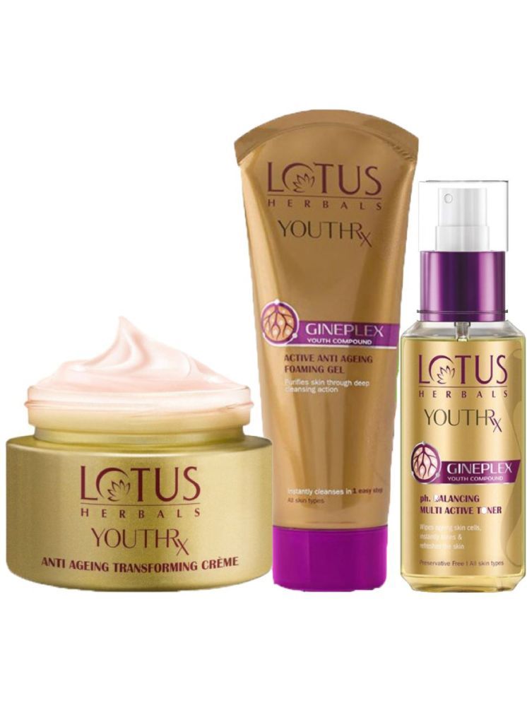     			Lotus Herbals YouthRx Anti Ageing Transforming Cream 50g , Foaming Gel 100g , Toner 100g (Pack of 3)