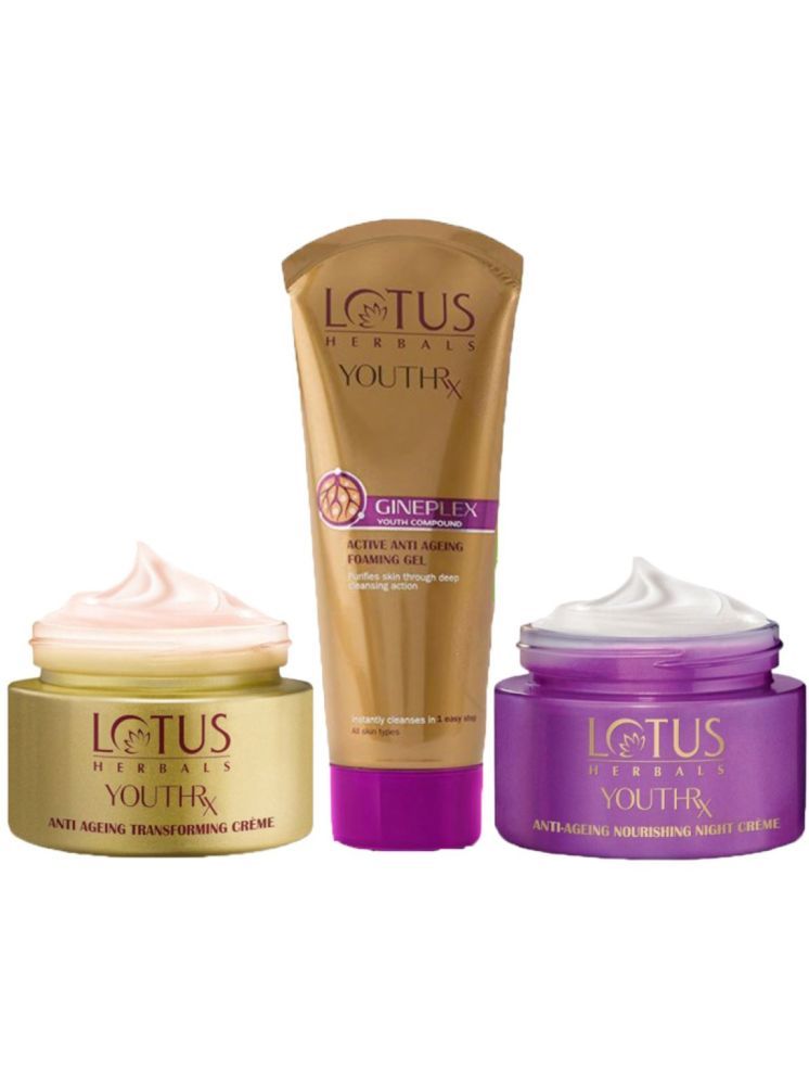     			Lotus Herbals YouthRx Transforming Cream 50g , Night Cream 50g , Foaming Gel 100g (Pack of 3)