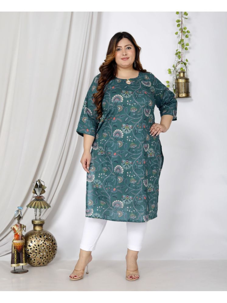     			Swasti Pack of 1 Cotton Printed Straight Women's Kurti - ( Blue )