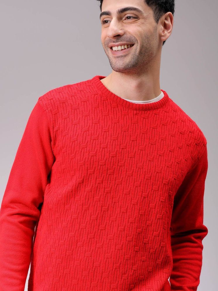     			The Indian Garage Co. Acrylic Round Neck Men's Full Sleeves Pullover Sweater - Red ( Pack of 1 )